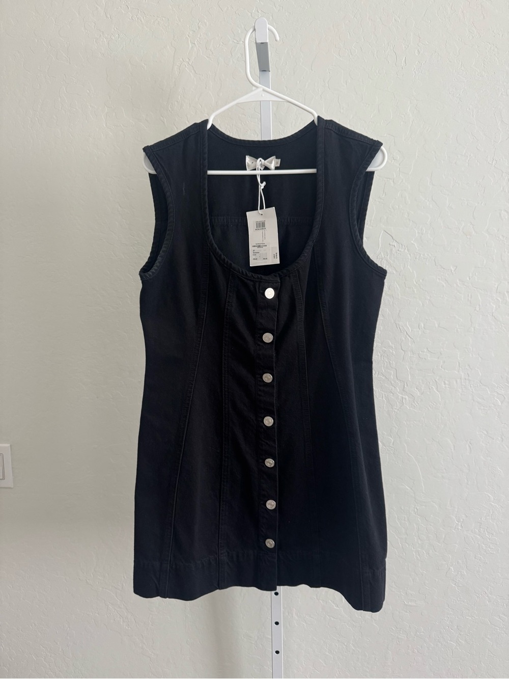 Frame Denim Black Sleeveless Button-Front Dress